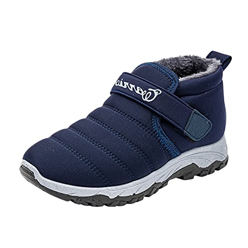 DUHGBNE Winterschuhe Flachboden Herren Plus Kurzschlauch Schnee Wasserabweisende Samtstiefel Warme Herrenstiefel mit runder Spitze Militär Herren Wasserdicht (Blue, 43) von DUHGBNE