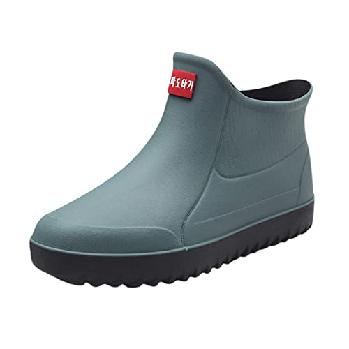 Herren Kurze Regenstiefel Wasserdichte Gartenschuhe Rutschfeste HerrenKomfortable Einlegesohle Mode Leichte Knöchelregenstiefel Scrub Outdoor Arbeitsschuhe Damenschuhe Keilabsatz Sommer (Green, 43) von DUHGBNE