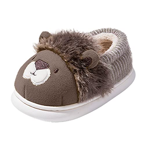 Jungen Hausschuhe Warme Cartoon Hausschuhe Für Kleinkinder Gefütterte Winterschuhe Däumling Hausschuhe Junge (Brown, 20 Infant) von DUHGBNE