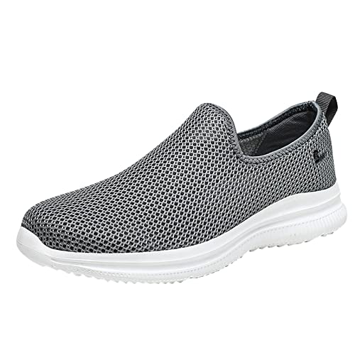 Mode Sommer Herren Turnschuhe Mesh atmungsaktiv flach leicht bequem Herren Freizeit Schuhe 42 (Dark Gray, 46) von DUHGBNE