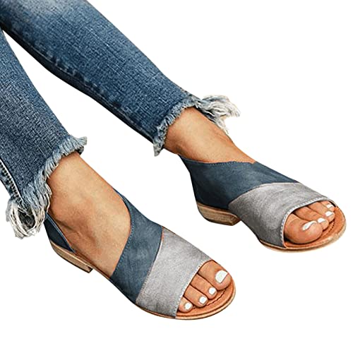 Sandalen Damen Sommer,Sandaletten Damen Flach Sandale Absatz Schuhe Orthopädische Sandaletten Peep Toe Sommerschuhe Sommer Casual Strandschuhe Outdoorschuhe Freizeitschuhe von DUJEFF