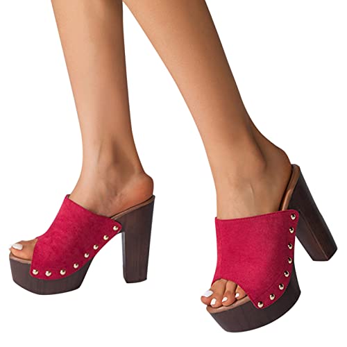 DUJEFF Sandalen Damen Sommer,Sandaletten Damen High Heel Blockabsatz Plateau Sandale Absatz Schuhe Fischmaul Sandaletten Peep Toe Sommerschuhe Sommer Casual Abendschuhe Hausschuhe Freizeitschuhe von DUJEFF
