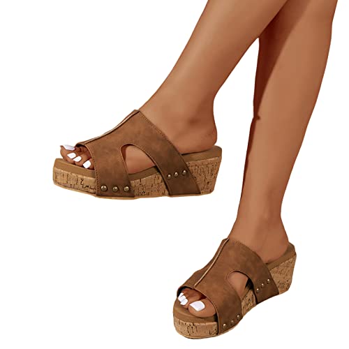 Sandalen Damen Sommer,Sandaletten Damen Plateau Keilabsatz Sandale Ausgehöhlt Atmungsaktive Schuhe Sandaletten Peep Toe Sommerschuhe Sommer Casual Strandschuhe Outdoorschuhe Freizeitschuhe von DUJEFF