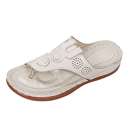 Sandalen Damen Sommer,Sandaletten Damen Plateau Keilabsatz Sandale Flip Flop Schuhe Zehentrenner Sandaletten Peep Toe Sommerschuhe Sommer Casual Strandschuhe Freizeitschuhe Outdoorschuhe von DUJEFF