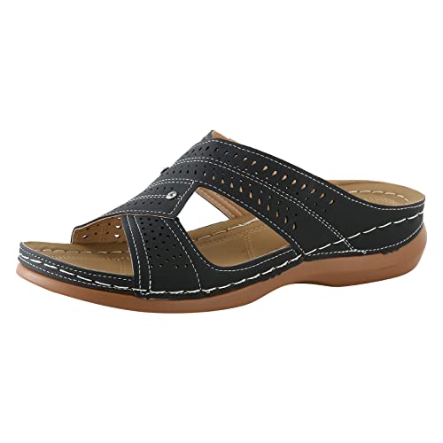 Sandalen Damen Sommer,Sandaletten Damen Plateau Keilabsatz Sandale Bohemian Schuhe Strass Blumen Sandaletten Peep Toe Sommerschuhe Casual Sommer Strandschuhe Freizeitschuhe von DUJEFF