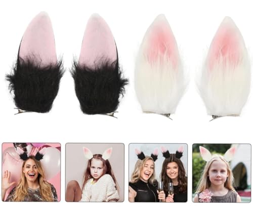 DUJIAOSHOU 2 Paar Alligator-Haarnadeln Hasenohren Frauen Häschen Haarspangen Cosplay Hasenohren Kopfschmuck Haarspange Zubehör Plüsch Aldult von DUJIAOSHOU