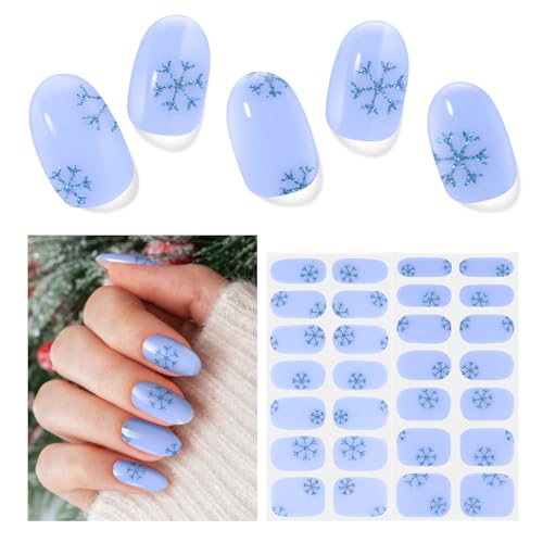 Nagelfolie UV Härtend - 28 Stück Nagelsticker Schneeflocken UV Gel Nagelfolien Selbstklebend Nail Sticker Nagellackstreifen Gel-Nagelaufkleber Art Stickers DIY für Damen Mädchen von DUKASOU