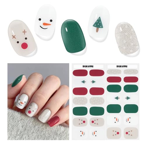 Christmas Nagelfolie UV Härtend - 28 Stück Nagelsticker UV Gel Nagelfolien Selbstklebend Nail Sticker Nagellackstreifen Gel-Nagelaufkleber Christmas Art Stickers DIY für Damen Mädchen von DUKASOU