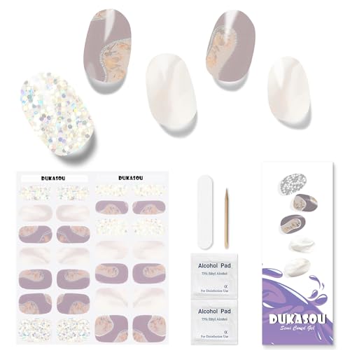 Nagelfolie UV Härtend - 28 Stück Nagelsticker UV Gel Nagelfolien Nagelfolie Selbstklebend Nail Sticker Nagellackstreifen Gel-Nagelaufkleber Art Stickers DIY für Damen Mädchen Weihnachten von DUKASOU