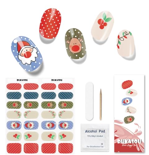 Nagelfolie UV Härtend - 28 Stück Nagelsticker UV Gel Nagelfolien Nagelfolie Selbstklebend Nail Sticker Nagellackstreifen Gel-Nagelaufkleber Art Stickers DIY für Damen Mädchen Weihnachten von DUKASOU