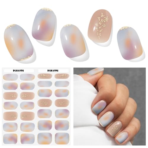 Nagelfolie UV Härtend - 28 Stück Nagelsticker UV Gel Nagelfolien Nagelfolie Selbstklebend Nail Sticker Nagellackstreifen Gel-Nagelaufkleber Art Stickers DIY für Damen Mädchen Weihnachten von DUKASOU