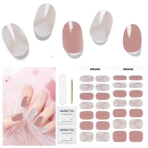 Nagelfolie UV Härtend - 28 Stück UV Nagelfolie Herbst Nail Sticker Nagelfolien Selbstklebend Nagellackstreifen Gel-Nagelaufkleber Nageldesign Herbst Art Stickers DIY für Jeden Anlass (Nude) von DUKASOU