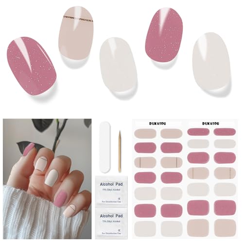 Nagelfolie UV Härtend - 28 Stück Nagelsticker UV Gel Nagelfolien Selbstklebend Nail Sticker Nagellackstreifen Gel-Nagelaufkleber Art Stickers DIY für Damen Mädchen Dekoration Nageldesign von DUKASOU