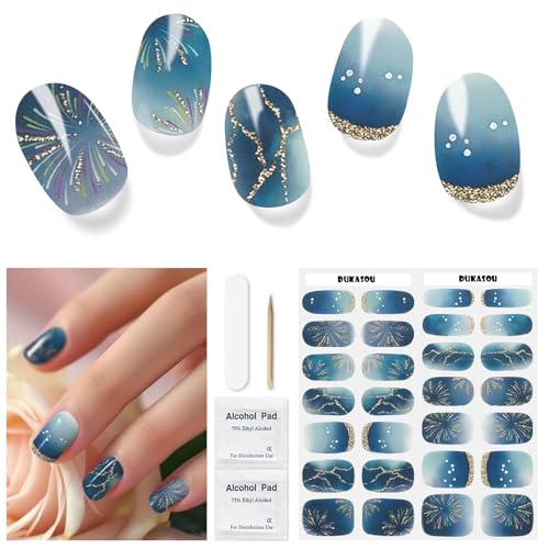 Nagelfolie UV Härtend - 28 Stück Nagelsticker UV Gel Nagelfolien Selbstklebend Nail Sticker Nagellackstreifen Gel-Nagelaufkleber Art Stickers DIY für Damen Mädchen Dekoration Nageldesign von DUKASOU