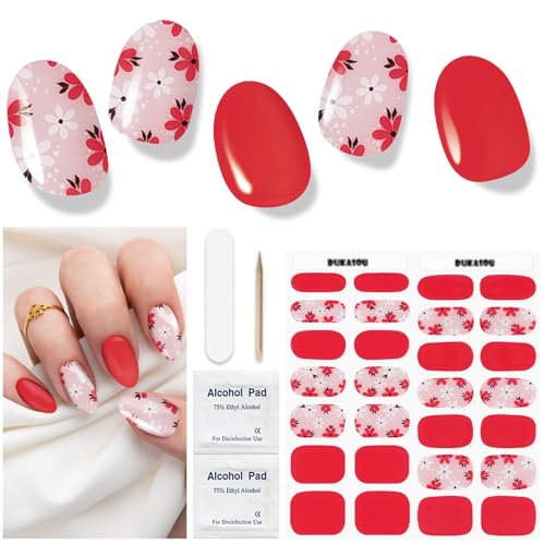 DUKASOU Nagelfolie UV Härtend - 28 Stück Nagelsticker UV Gel Nagelfolien Selbstklebend Nail Sticker Nagellackstreifen Gel-Nagelaufkleber Art Stickers DIY für Damen Mädchen Dekoration Nageldesign von DUKASOU
