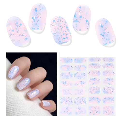 Nagelfolie UV Härtend - 28 Stück Nagelsticker UV Gel Nagelfolien Selbstklebend Nail Sticker Nagellackstreifen Gel-Nagelaufkleber Art Stickers DIY für Damen Mädchen Dekoration Nageldesign von DUKASOU