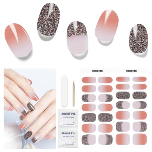 Nagelfolie UV Härtend - 28 Stück Nagelsticker UV Gel Nagelfolien Selbstklebend Nail Sticker Nagellackstreifen Gel-Nagelaufkleber in Salonqualität Art Stickers DIY für Damen Mädchen von DUKASOU