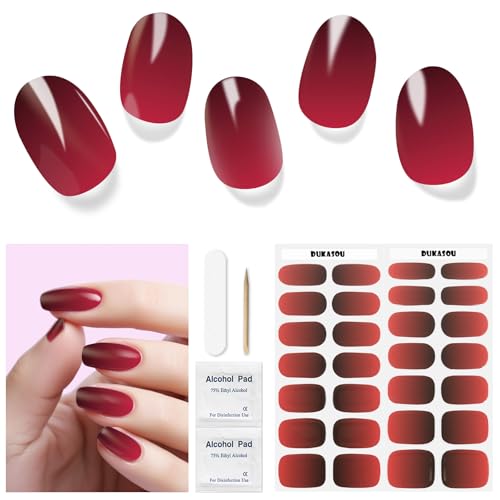 Nagelfolie UV Härtend - 28 Stück Nagelsticker Herbst UV Gel Nagelfolien Selbstklebend Weihnachten Nail Sticker Nagellackstreifen Gel-Nagelaufkleber Art Stickers Für Chirstmas(Halbinsel Rose) von DUKASOU