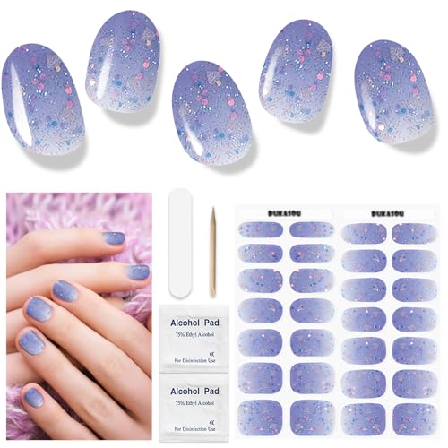 Nagelfolie UV Härtend - 28 Stück Nagelsticker UV Gel Nagelfolien Selbstklebend Nail Sticker Nagellackstreifen Gel-Nagelaufkleber in Salonqualität Art Stickers DIY für Damen von DUKASOU