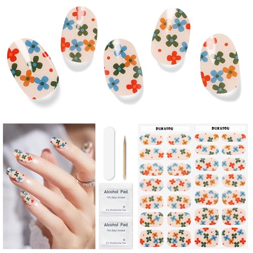 Nagelfolie UV Härtend - 28 Stück Nagelsticker UV Gel Nagelfolien Selbstklebend Nail Sticker Nagellackstreifen Gel-Nagelaufkleber in Salonqualität Art Stickers DIY für Damen Mädchen von DUKASOU