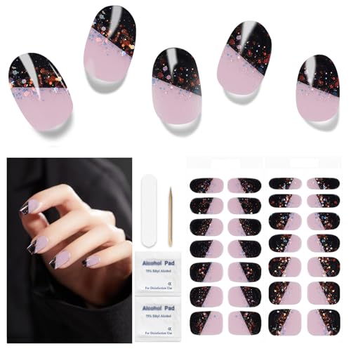 Nagelfolie UV Härtend - 28 Stück Nagelsticker UV Gel Nagelfolien Selbstklebend Nail Sticker Nagellackstreifen Gel-Nagelaufkleber in Salonqualität Art Stickers DIY für Damen Mädchen von DUKASOU