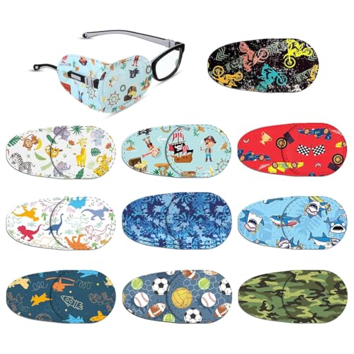 10 Stück Augenpflaster Kinder, Amblyopia Kinder Korrektur orthoptischer Augenklappe, Brille Cover Eye Patch für Lazy Eye Strabismus augenpflaster von DULFAX