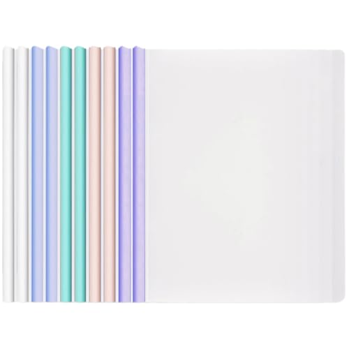 10 Stück transparente A4-Schiebeordner mit U-Bügel und Clip-Bar, klare Dokumentenordner für Berichtabdeckungen, Schul-/Bürodokumente Inkl, Kunststoffabdeckungen, transparente A4-Schiebeordner-C von DULFAX