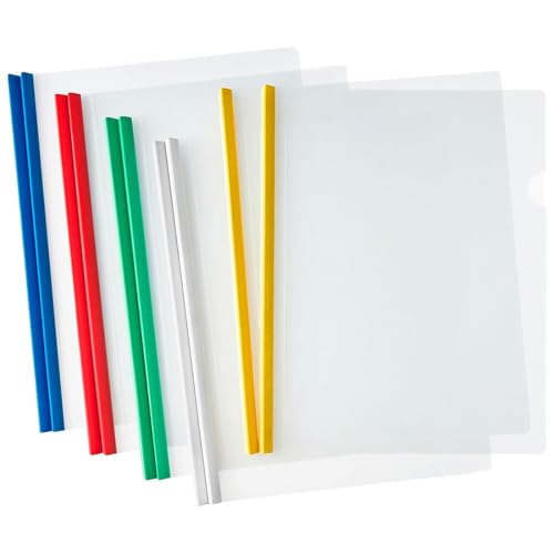 10 Stück transparente A4-Schiebeordner mit U-Bügel und Clip-Bar – klare Dokumentenordner für Berichtabdeckungen, Schul-/Bürodokumente Inkl, Kunststoffabdeckungen, transparente A4-Schiebeordner-A von DULFAX