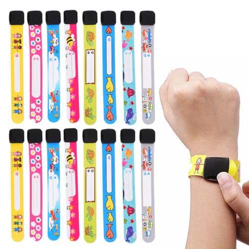 16 Stück Notfall-Armband für Kinder Sicherheitsarmband ID Armband Anti Verlust Sicherheits ID Bander Verstellbar Wasserdicht für Kleinkinder von DULFAX