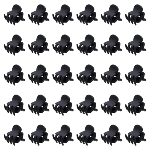 30 Stück mattschwarze Mini-Haarspangen, Kunststoff Haarklammern mit Anti-Rutsch-Griff, Für Frauen und Mädchen von DULFAX