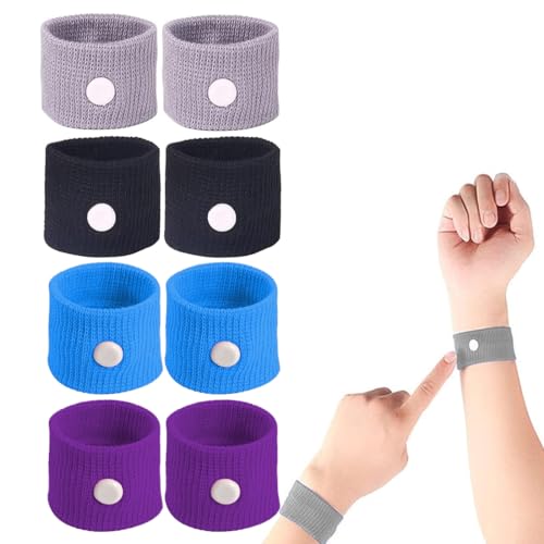 4 Paar Armbänder gegen Übelkeit, Akupressur-Armbänder gegen Übelkeit, Seekrankheits-Armbänder für Kinder, Akupressur Armband gegen Übelkeit, Armband gegen Reisekrankheit (C) von DULFAX