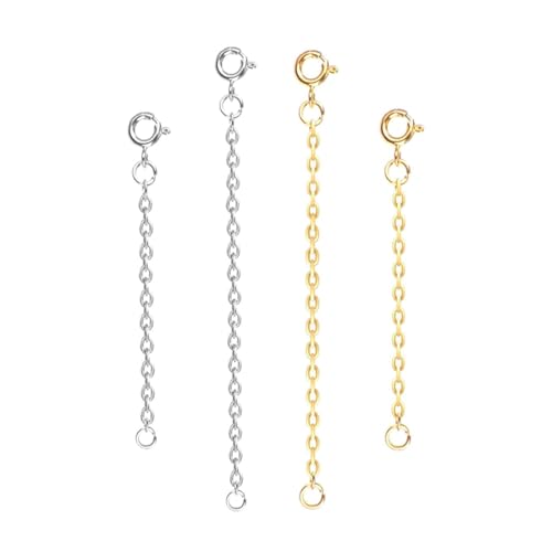 4 Stück Kettenverlängerung Gold Silber, 925 Sterling Silber Verlängerungskette für Damen, Kettenverlängerung um Ihre Colliers und Armband zu Verlängern von DULFAX
