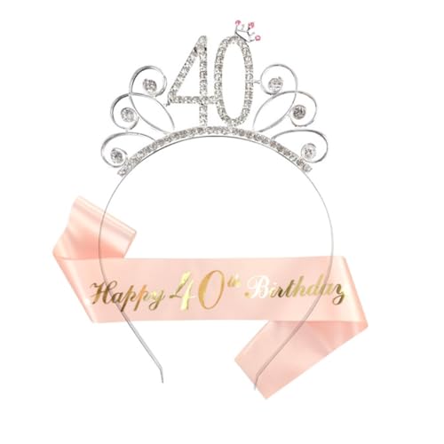 40. Geburtstag Krone Schärpe, 40 Birthday Geburtstag Schärpe Geburtstag Tiara Silber Geburtstag Schärpe Roségold, für 40. Geburtstag Frauen deko Accessoires Geschenk von DULFAX
