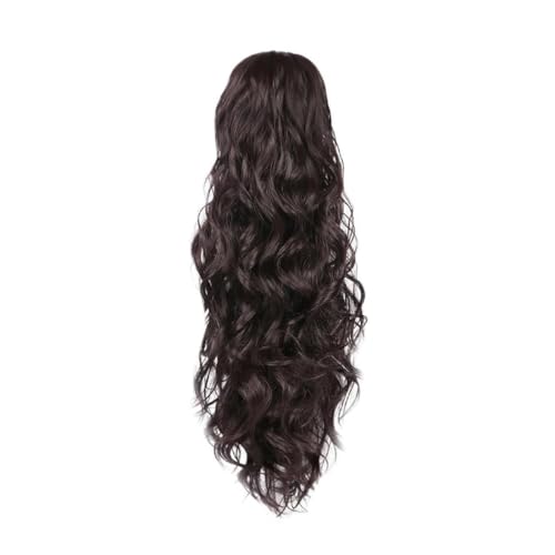 55cm Dunkelbraun Gewellt Pferdeschwanz Haarteil mit Klammer, Cruly Lang Zopf Extensions Claw Clip in Wavy Ponytail Extension Synthetik Haarverlängerung für Frauen Damen von DULFAX