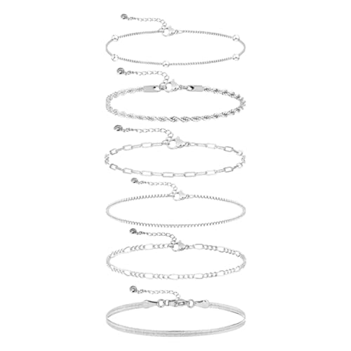 6 Pcs Armband Damen Edelstahl Ketten Armbänder Set 14K Vergoldet Armbander Twist Schlange Armkette Damen CZ Verstellbar Armband Set Charm Armband von DULFAX