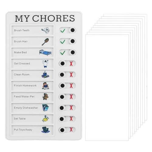 Checklist Board 20x12 cm und 10 austauschbare Blätter mit Ständer, Abwischbare To-Do-Listen für Kühlschrank/Schreibtisch, Für Schule und ADHD Organisation von DULFAX