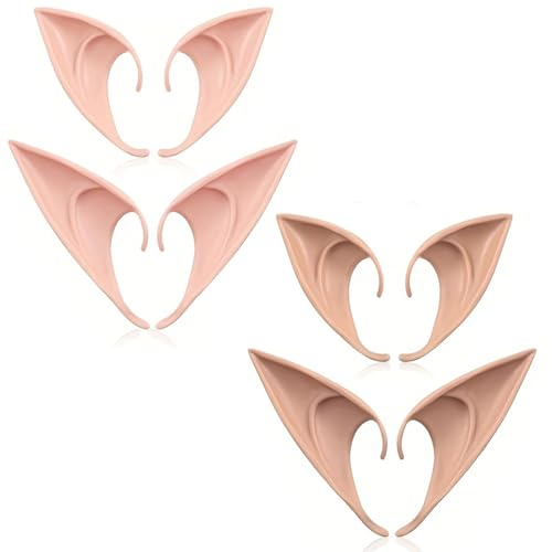 Elfenohren, 4 Paar Fairy Pixie Elf Ohren für Kinder und Erwachsene, Party Elfen Ohren Cosplay Zubehör for Halloween Karneval Partydekorationen von DULFAX