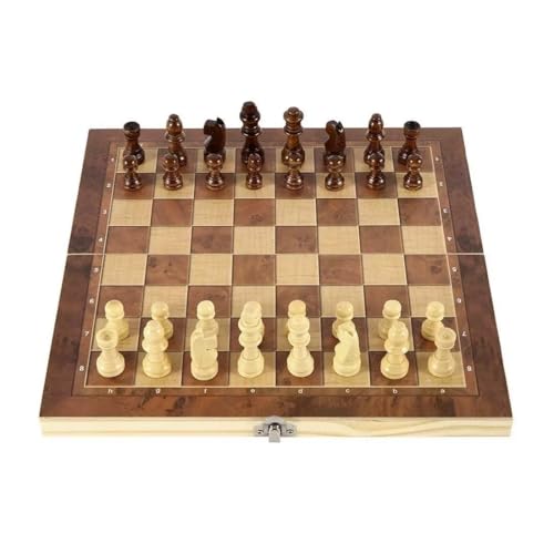 Schachspiel aus Holz, Magnetisches Holz-Schachbrett, Tragbares und Faltbares Chess Board Set, Reiseschach für Erwachsene und Kinder, Klappbares Aufbewahrungsbrett (24×24 cm) von DULFAX