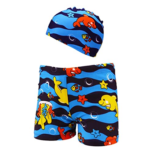 DULSPUE Badekappe Kinder,Badekappe Kinder Jungen,bademütze Kinder,schwimmkappe Kinder,Kinder-Badekappe mit Badehose, geeignet für Körpergröße 95–115 cm. von DULSPUE