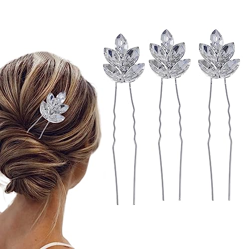 DULSPUE Braut Hochzeit Haarkamm Kristall Haarschmuck,3Stück Braut Haarkämme Silber Braut Haarteile Kristall Kopfschmuck Hochzeit Haarschmuck für Frauen und Mädchen (Silber) von DULSPUE