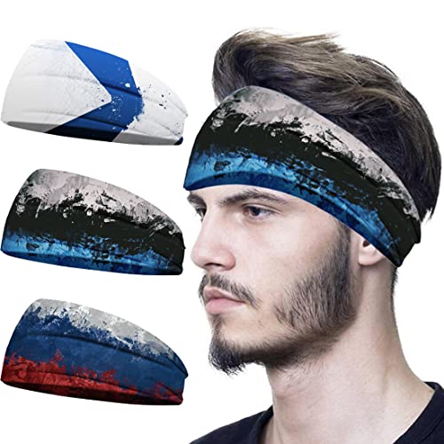 DULSPUE haarband,stirnband damen,haarband damen,stirnband,haarband herren,haarreifen männer,Herren Damen Outdoor-Sport-Haarband, elastisch, schweißabsorbierend, Bandana, Kopfbedeckung (3 Stück) von DULSPUE