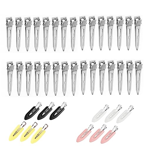 DULSPUE Haarspangen - 42 Stück Nahtlose Haarspange Curl Clips Kein Verbiegen Haar Spangen Alligator Clips Haarklammer Metall für Damen und Mädchen DIY Frisur von DULSPUE