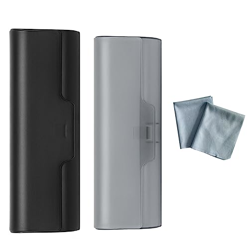 DULSPUE Hartes Brillenetui – 2er-Pack Kunststoff-Brillenetui, Brillenetui für leichte Myopie, mattierter Brillenrahmen, klares Brillenetui für Presbyopie mit Brillenputztuch von DULSPUE