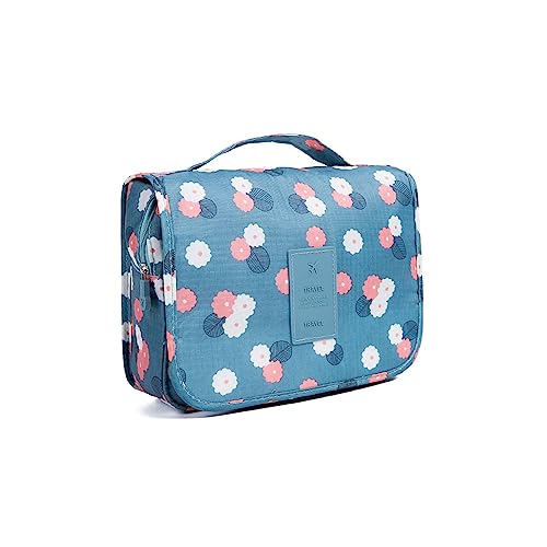 DULSPUE Kosmetiktasche,kulturtasche Damen,kulturbeutel Herren,kulturbeutel zum aufhängen,Reise-Aufbewahrungstasche Hängende Aufbewahrungstasche Kosmetiktasche (Blaue Blumen) von DULSPUE