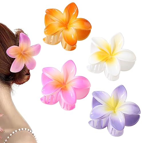 DULSPUE haarklammer,haarspangen damen, haarschmuck, haarspange, haarklammer groß,Haarspangen mit starkem Halt für dickes Haar, Elegante Blumen-Haarspange für Damen(4 Stück) von DULSPUE