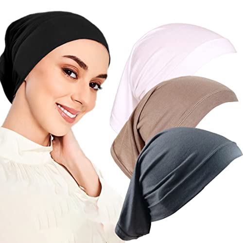 DULSPUE Hijab,Hijab Kopftuch,Kopftuch Damen Hijab,Hijab untertuch,Sweater Scarf,hijabkopftuch,Elastische Hijab Unterschals Atmungsaktive Hijab Kappen für Frauen(3 Stück) von DULSPUE