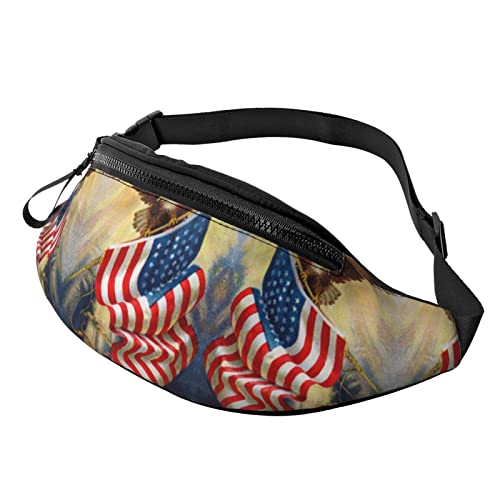 Flower Paris Eiffelturm-Gürteltasche für Herren und Damen, verstellbare Träger für Freizeit, Reisen, Wandern, Laufen, Outdoor-Sport, Amerikanische USA-Flagge Adler Kunst, Einheitsgröße von DULZAN