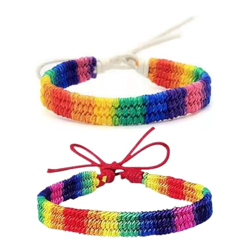 DULZEN 2 Stück Gewebte Bunte Bracelets Accessoires Regenbogen Armband Rainbow Pride Bracelet Handmade Braided Armbander Freundschaftsband FreundschaftsbäNder Pride-Armband for Women Girls Men DULZEN 2 Stück Gewebte Bunte Bracelets Accessoires Regenbogen Armband Rainbow Pride Bracelet Handmade Braided Armbander Freundschaftsband FreundschaftsbäNder Pride-Armband for Women Girls Men von DULZEN
