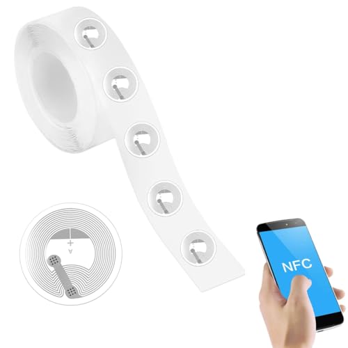 DULZEN 50 Stück NFC Tag Sticker NFC Ntag213 Aufkleber Wiederbeschreibbar NFC Chip Programmierbar 144 Byte Speicher für Alle NFC-fähigen Handys und Geräte von DULZEN