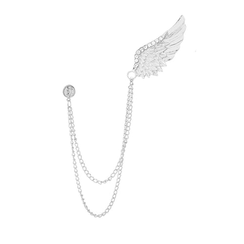 DUMRALBQE Herrenbrosche Personalisierte Herren-Kettenanzug-Anstecknadel mit Diamant Anzugaccessoires(Silver) von DUMRALBQE